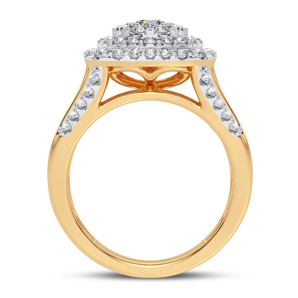 Chic 14K Yellow Gold 1.50CT Lab Diamond Fashion Ring