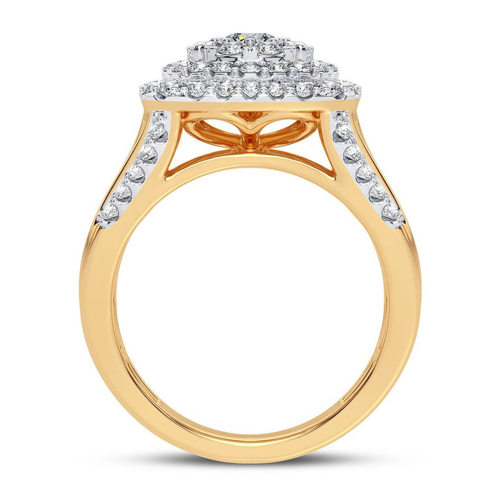 Chic 14K Yellow Gold 1.50CT Lab Diamond Fashion Ring