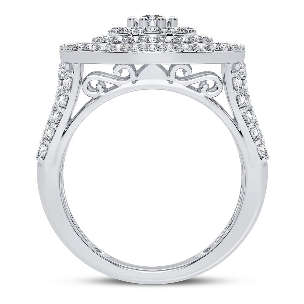 Chic 10k White Gold 2CT Lab Diamond Womens Fashion Ring