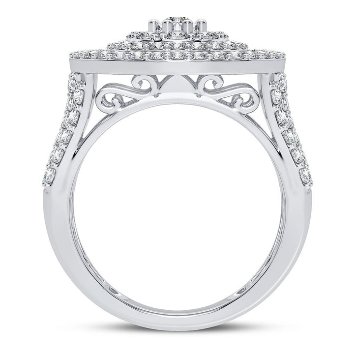 Chic 10k White Gold 2CT Lab Diamond Womens Fashion Ring