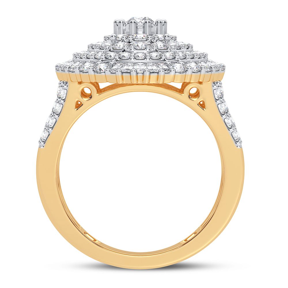 Chic 10k Yellow Gold 2CT Lab Diamond Womens Fashion Ring