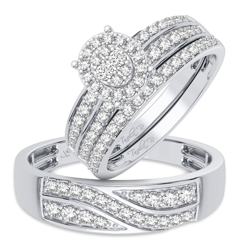 14k White Gold Lab Diamond Trio Set - Timeless Elegance
