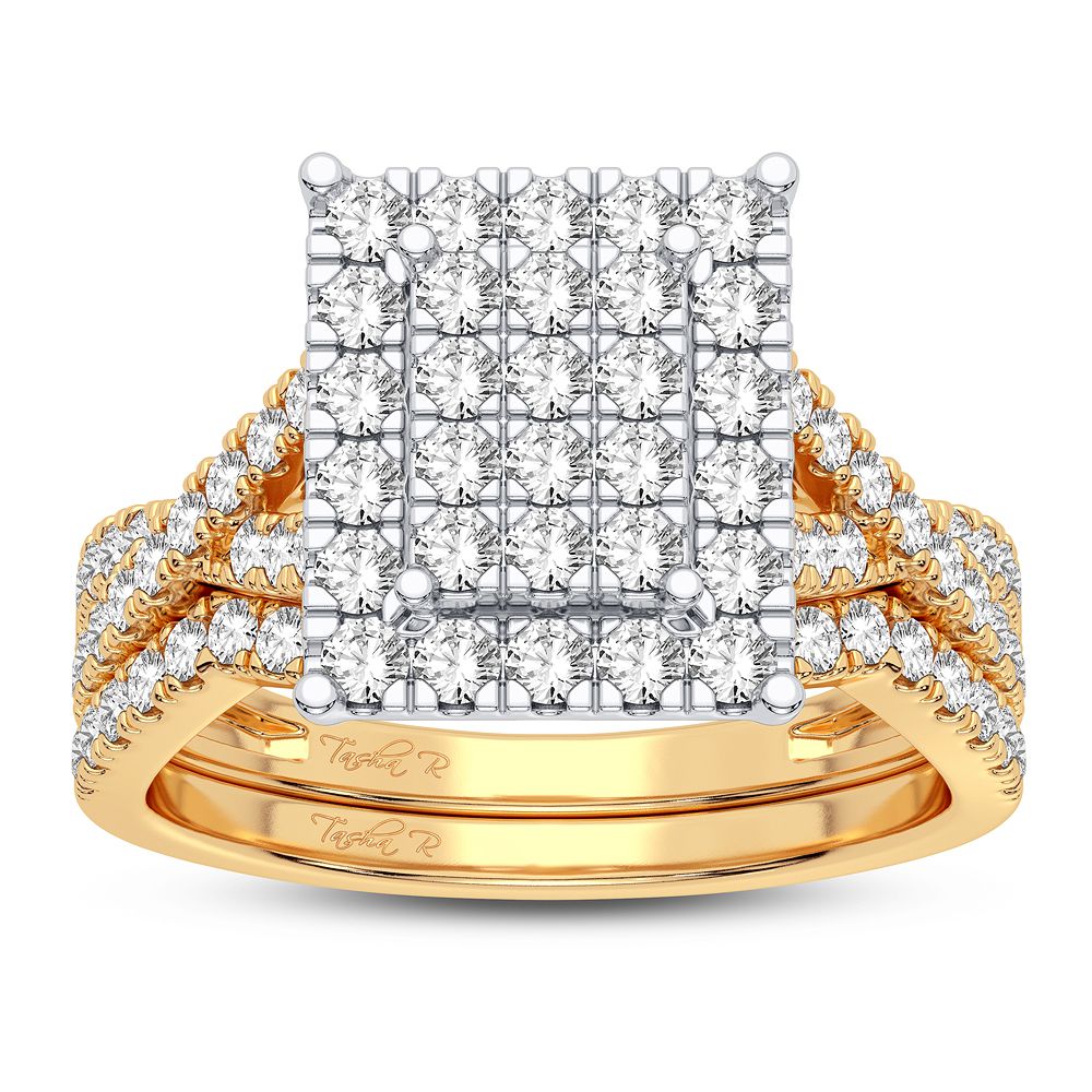 10k Yellow Gold 1CT Lab Diamond Bridal Ring for Her