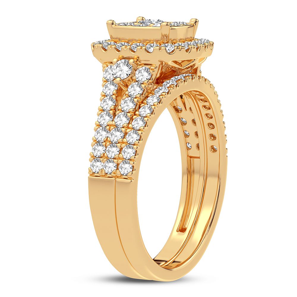 10k Yellow Gold 1CT Lab Diamond Bridal Ring for Her