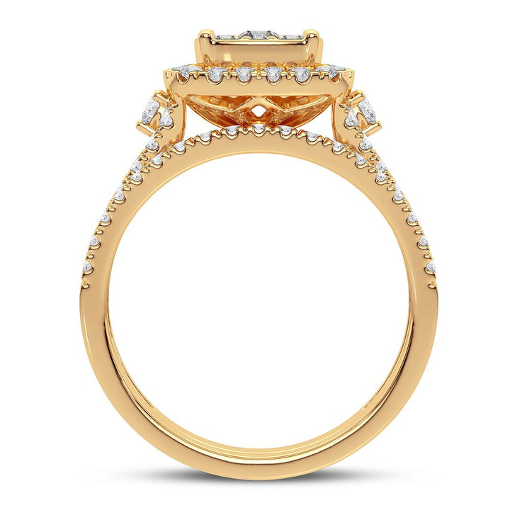 10k Yellow Gold 1CT Lab Diamond Bridal Ring for Her