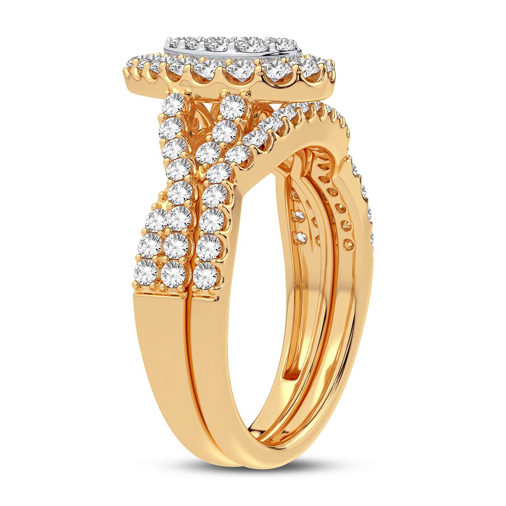 10k Yellow Gold 1CT Lab Diamond Bridal Ring for Her
