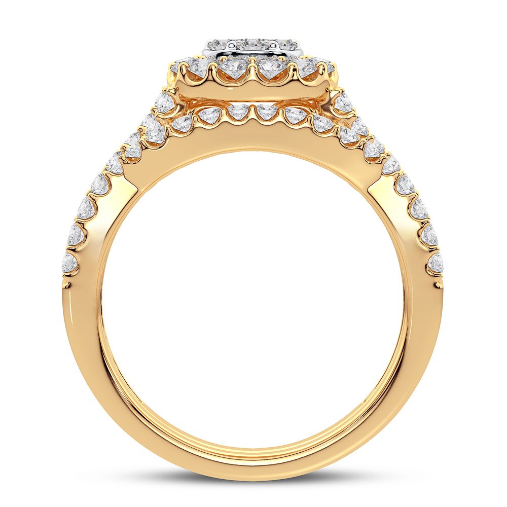 10k Yellow Gold 1CT Lab Diamond Bridal Ring for Her