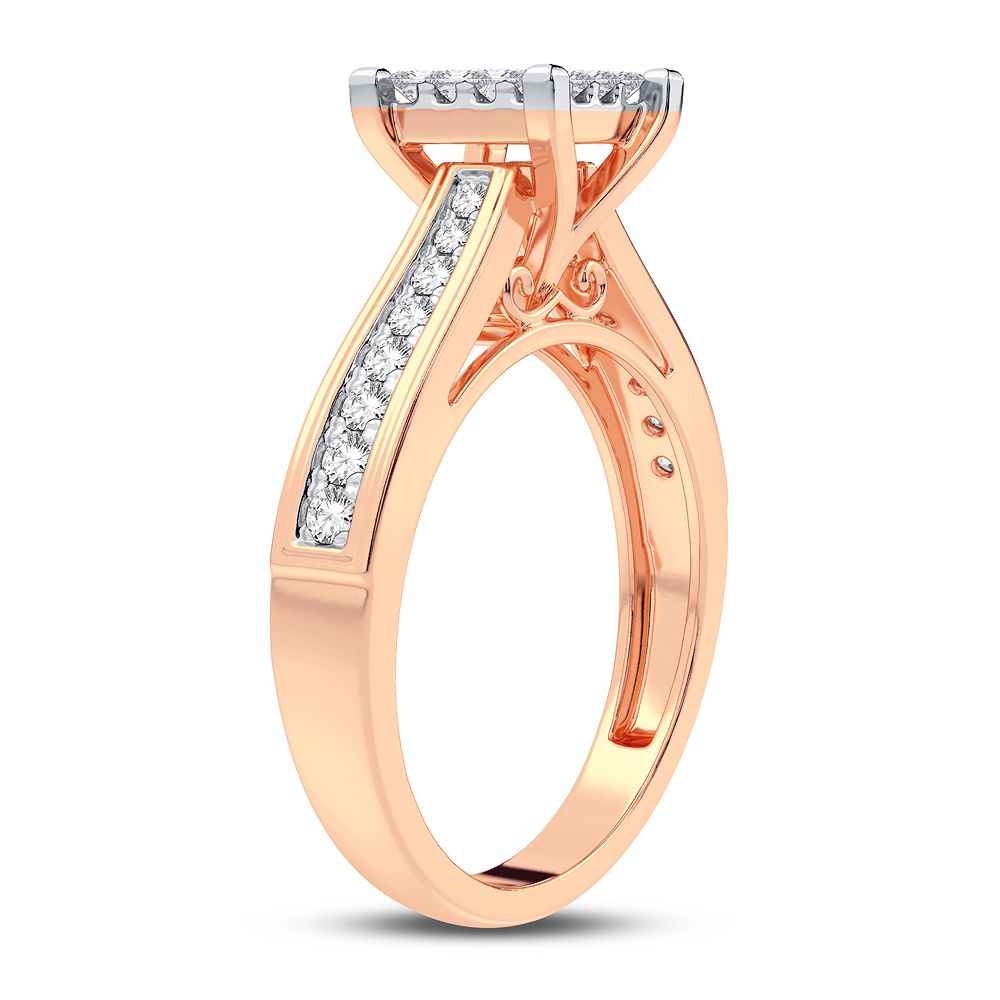 Chic 10k Rose Gold 0.42CT Lab Diamond Womens Ring