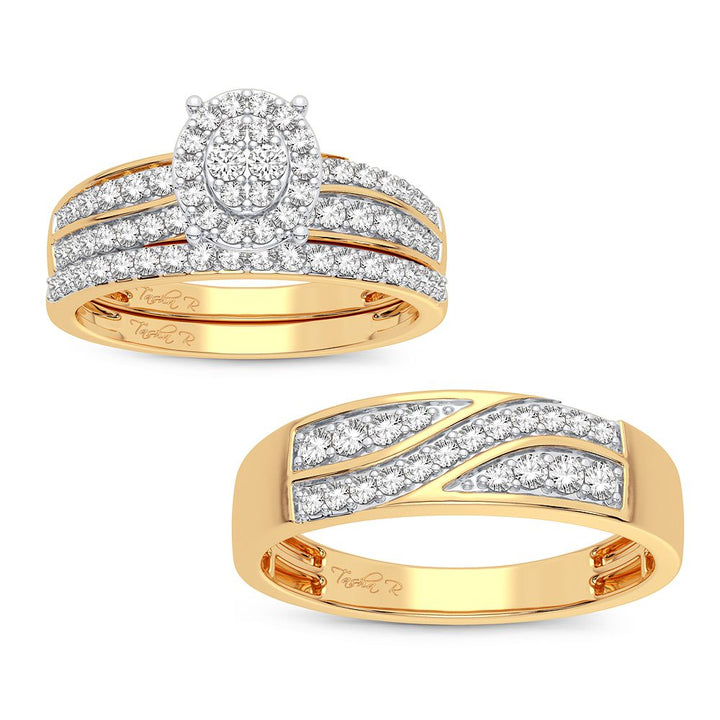 14k Yellow Gold Lab Diamond Trio Set - Timeless Elegance