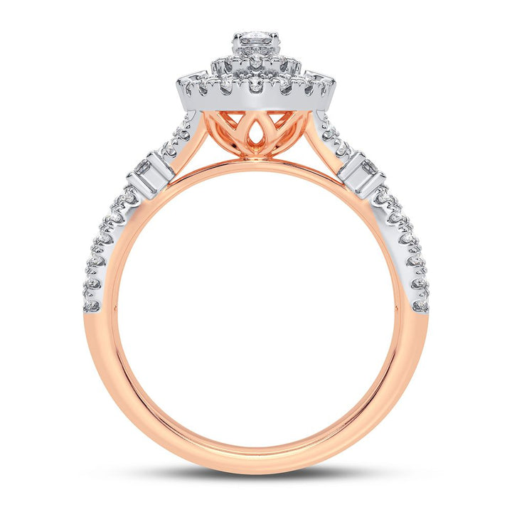 Romantic 14k Rose Gold Lab Diamond Engagement Ring 0.75CT