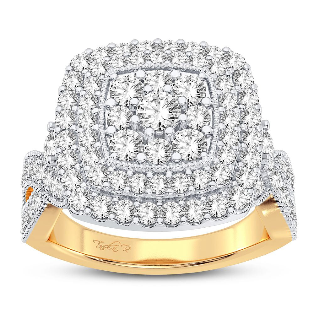 Chic 14K Yellow Gold Lab Diamond Womens Fashion Ring 0.75CT