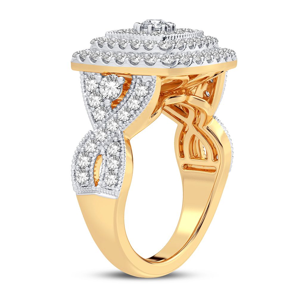 Chic 14K Yellow Gold Lab Diamond Womens Fashion Ring 0.75CT