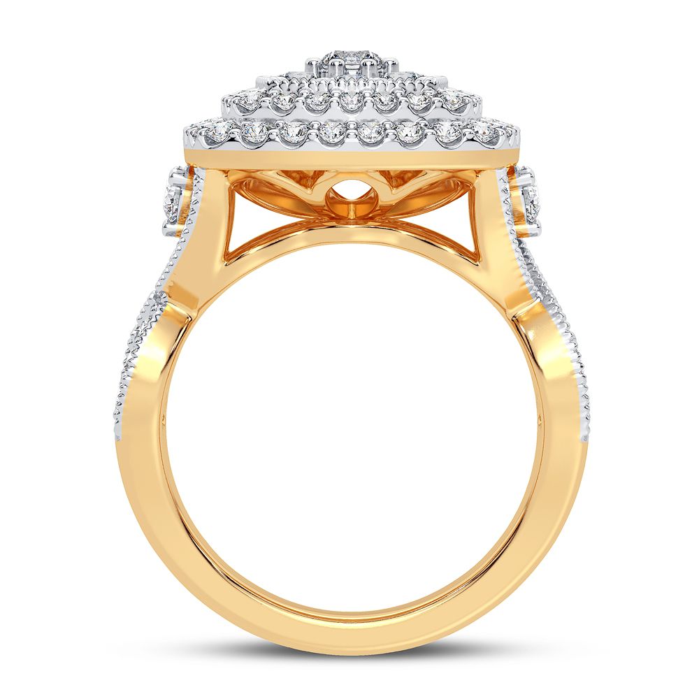 Chic 14K Yellow Gold Lab Diamond Womens Fashion Ring 0.75CT