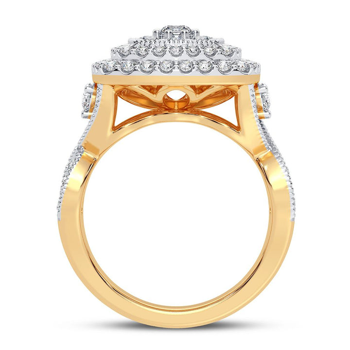 Chic 14K Yellow Gold Lab Diamond Womens Fashion Ring 0.75CT