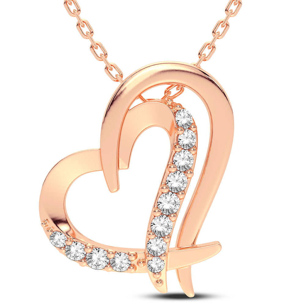Delicate 10k Rose Gold Lab Diamond Womens Pendant