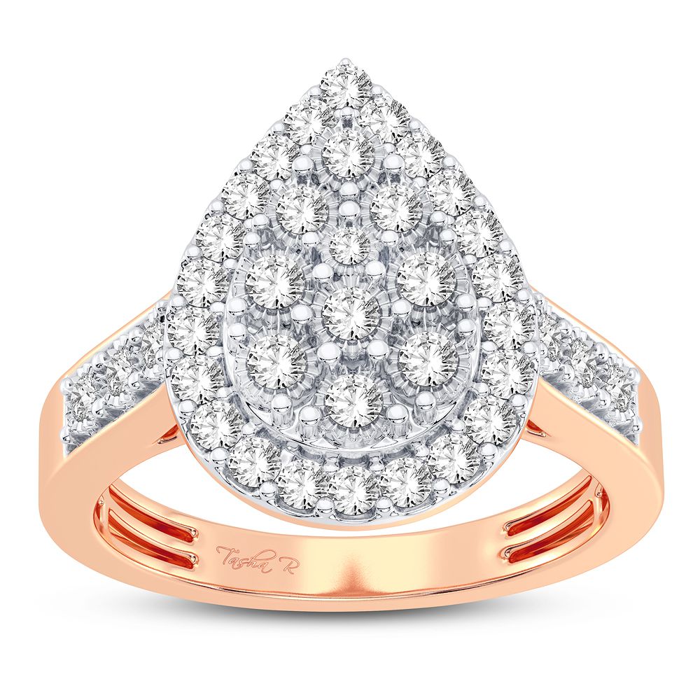 Chic 10k Rose Gold Lab Diamond Womens Statement Ring