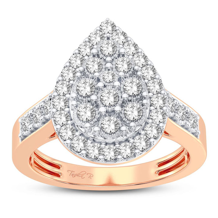Chic 10k Rose Gold Lab Diamond Womens Statement Ring