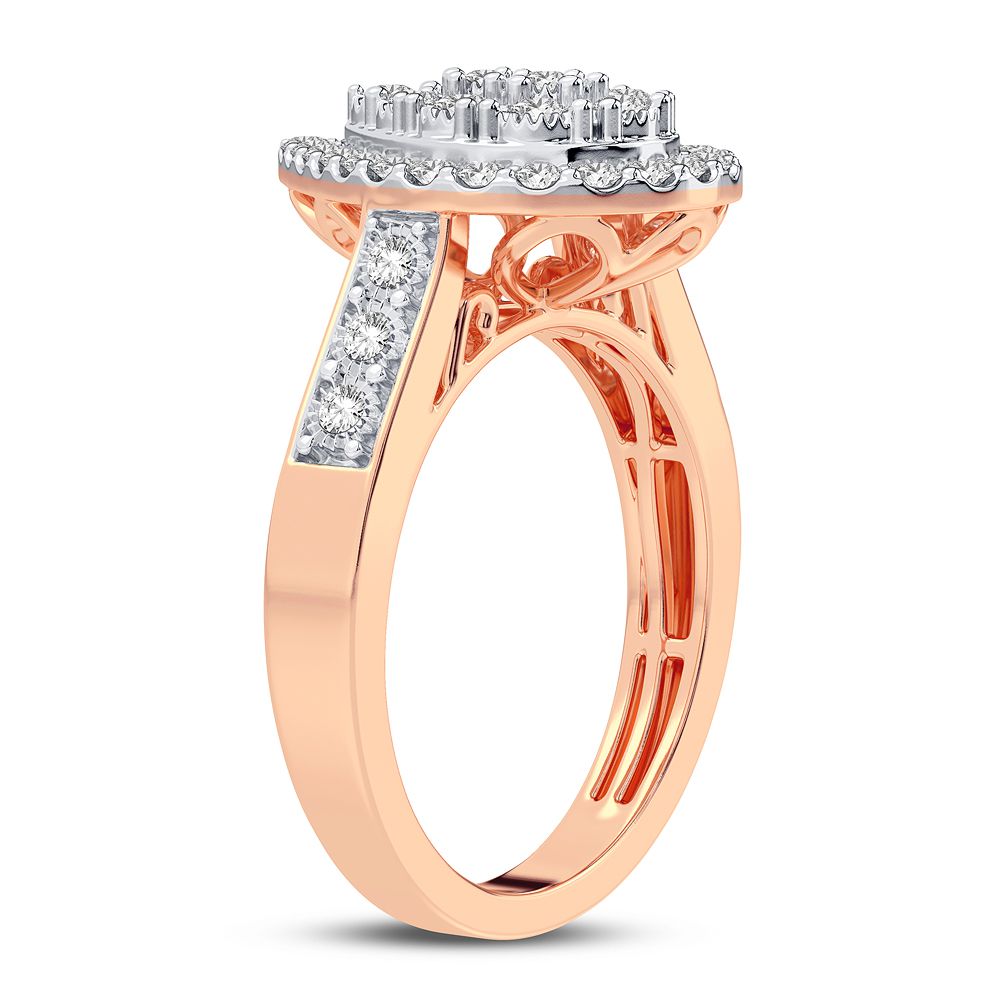 Chic 10k Rose Gold Lab Diamond Womens Statement Ring