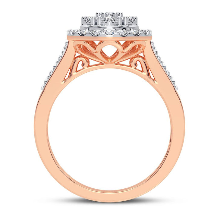 Chic 10k Rose Gold Lab Diamond Womens Statement Ring