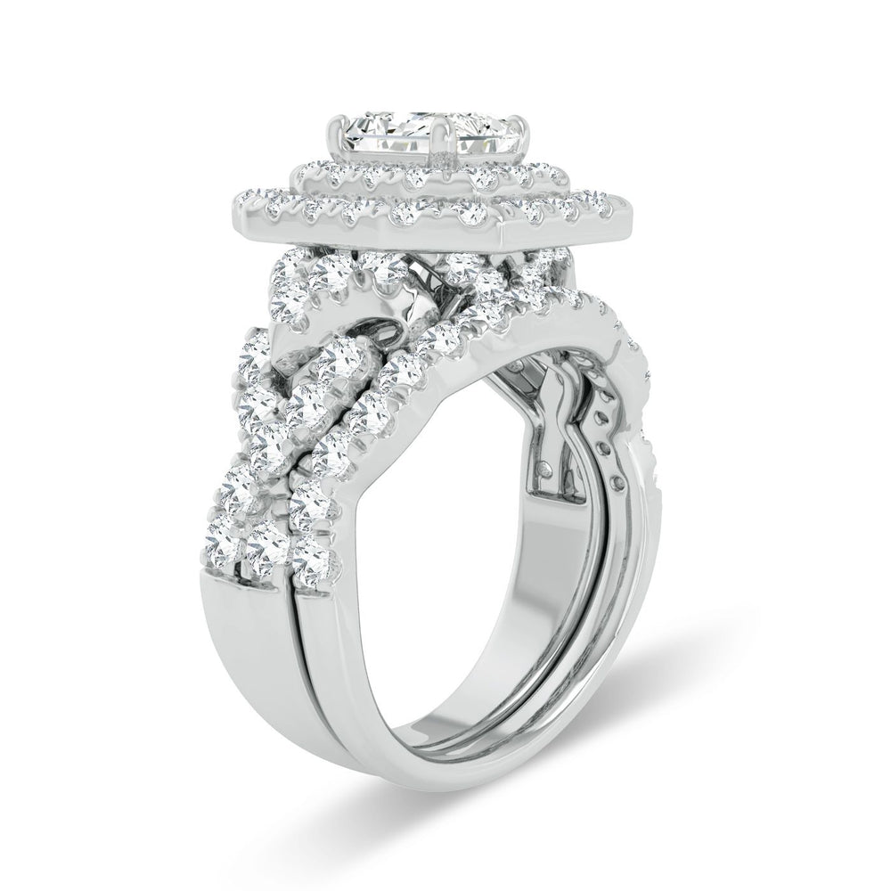 Brilliant 3CT Lab Diamond Engagement Ring in 14K White Gold