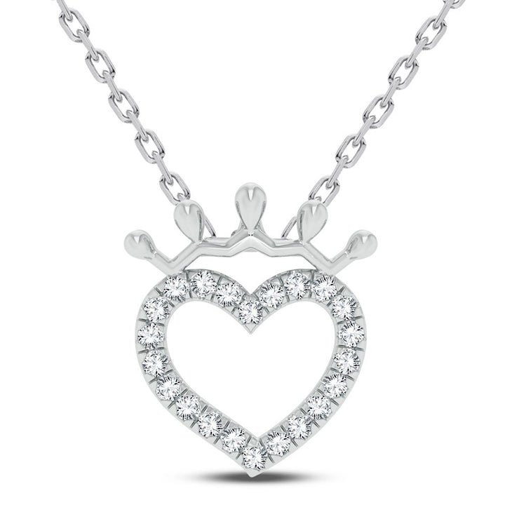 Sparkling 10k White Gold Lab Diamond Womens Pendant Necklace