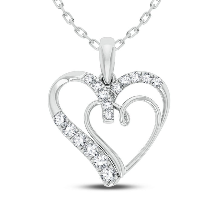 Sparkling 10k White Gold Lab Diamond Womens Pendant Necklace