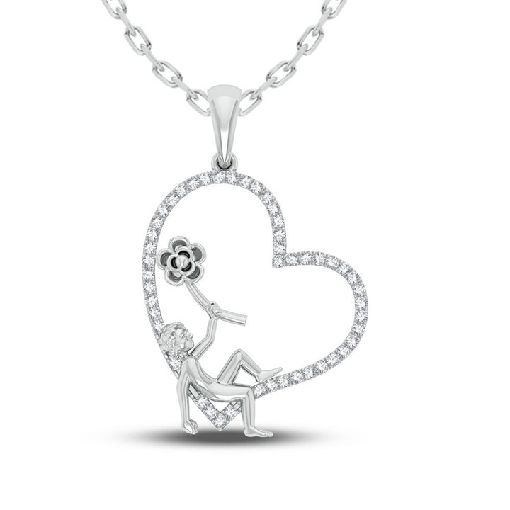 Sparkling 10k White Gold Lab Diamond Womens Pendant Necklace