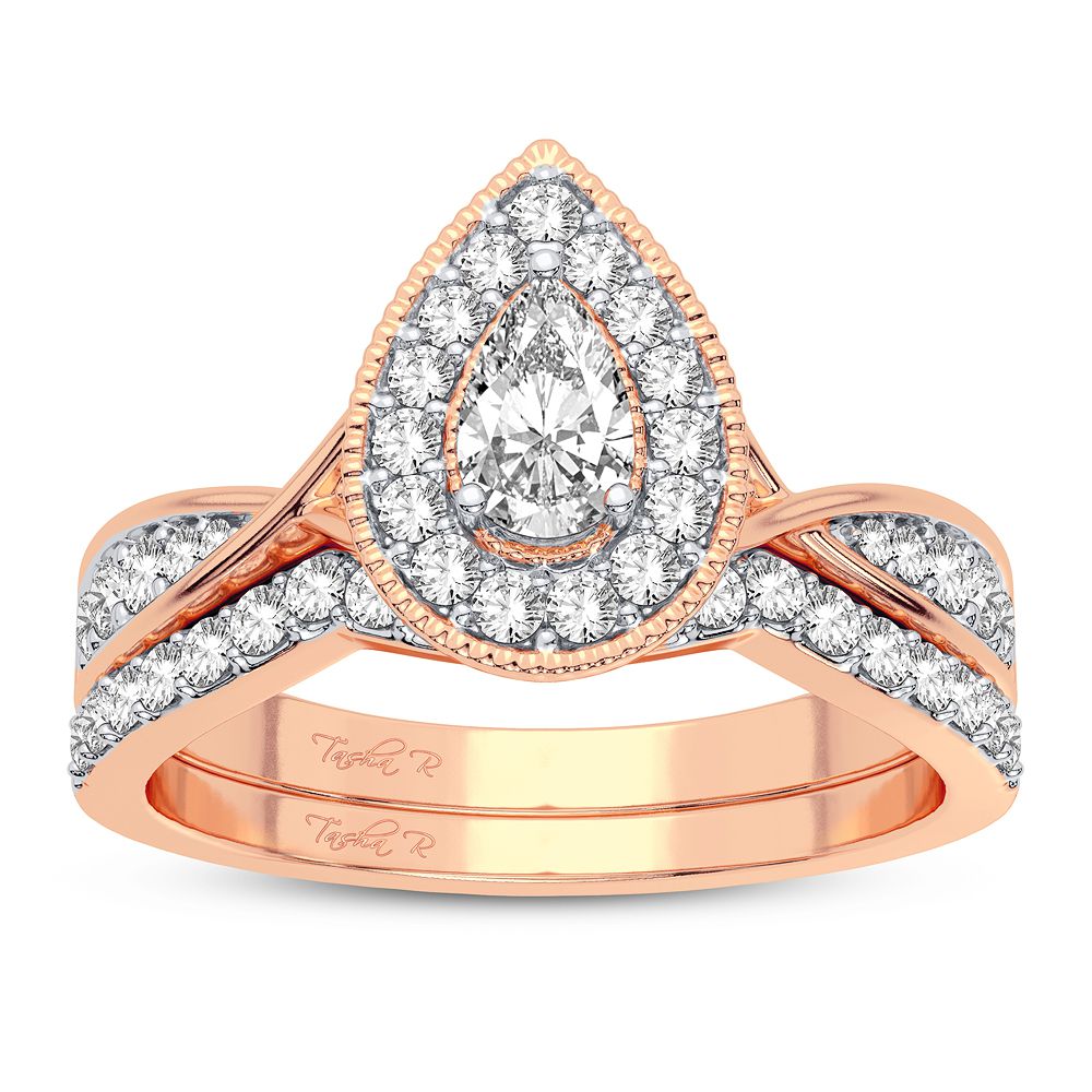 Romantic 14k Rose Gold Lab Diamond Bridal Ring 0.60CT