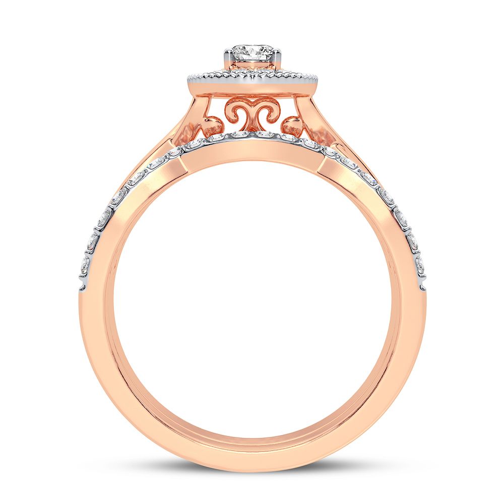 Romantic 14k Rose Gold Lab Diamond Bridal Ring 0.60CT