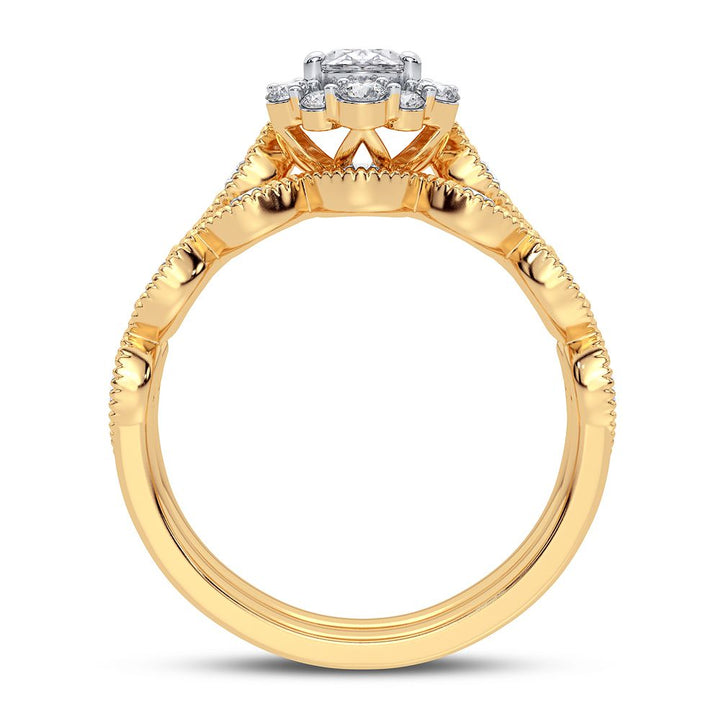 14K Yellow Gold 1CT Lab Grown Diamond Bridal Ring