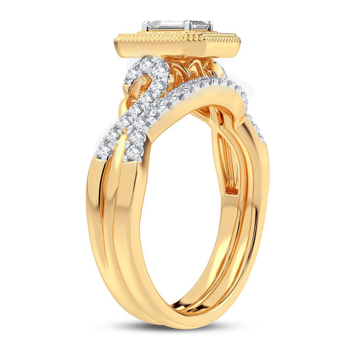 14K Yellow Gold Lab Diamond Bridal Ring - Timeless Elegance