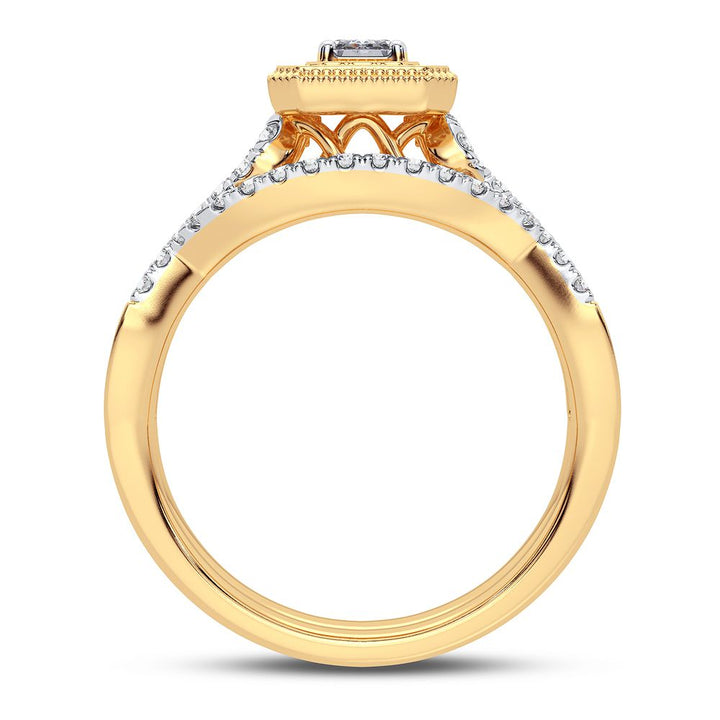 14K Yellow Gold Lab Diamond Bridal Ring - Timeless Elegance