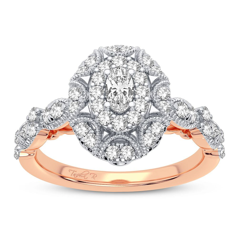 Romantic 14k Rose Gold Lab Diamond Engagement Ring (0.63CT)