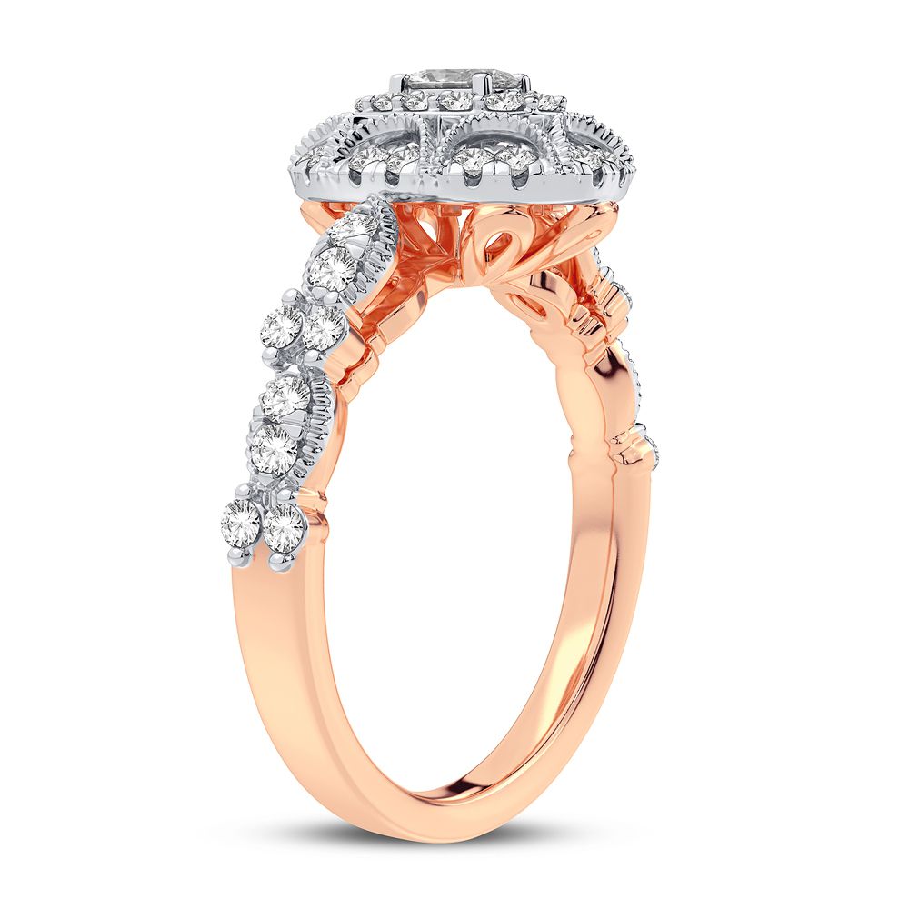 Romantic 14k Rose Gold Lab Diamond Engagement Ring (0.63CT)