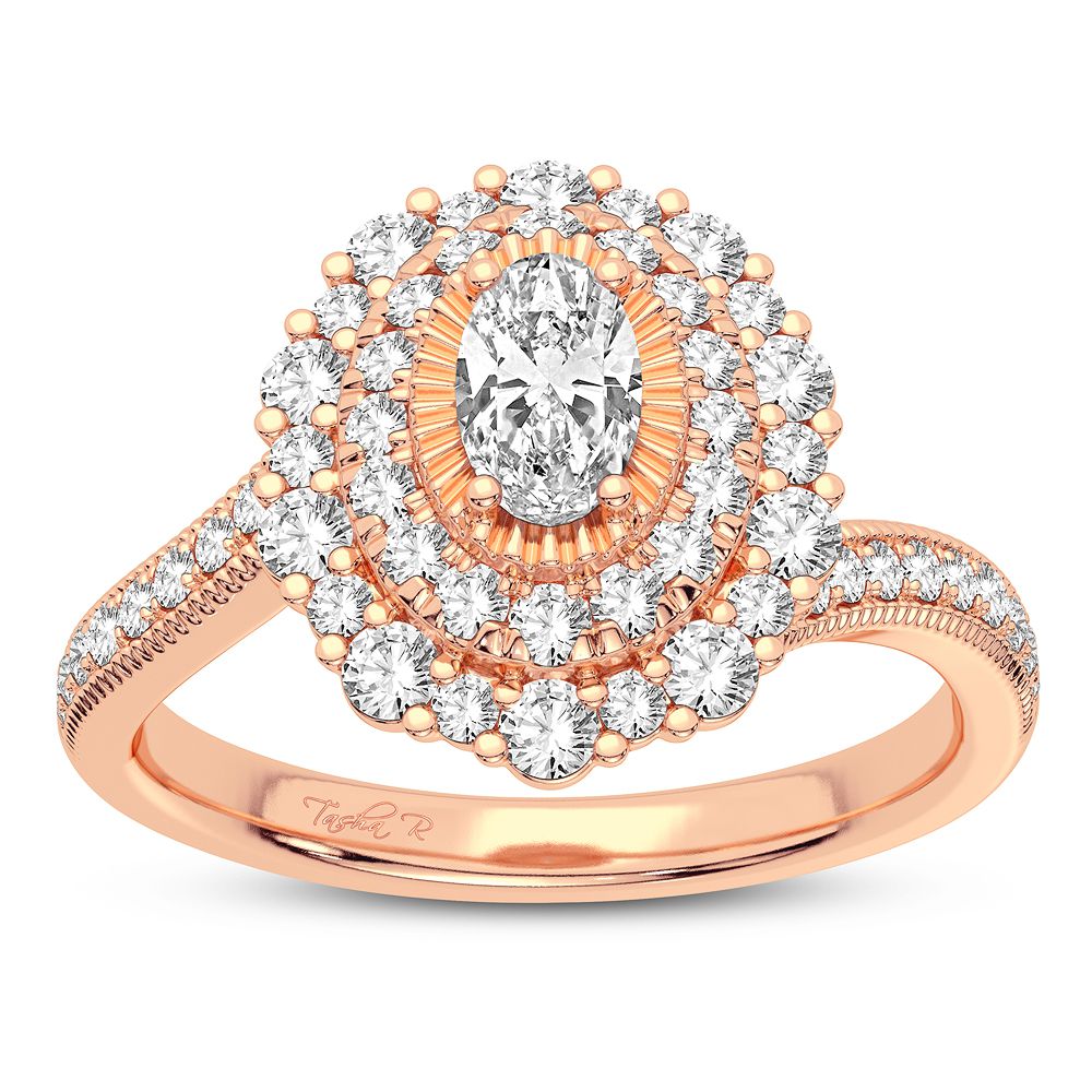Romantic 14k Rose Gold Lab Diamond Engagement Ring 0.9CT