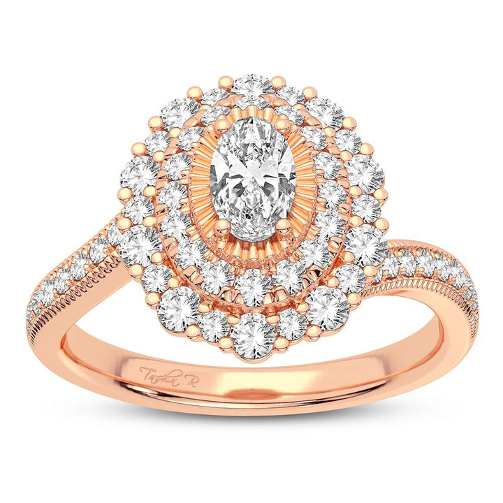 Romantic 14k Rose Gold Lab Diamond Engagement Ring 0.9CT