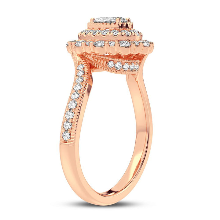 Romantic 14k Rose Gold Lab Diamond Engagement Ring 0.9CT