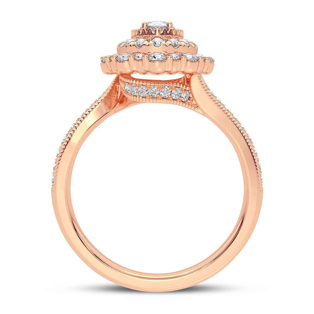 Romantic 14k Rose Gold Lab Diamond Engagement Ring 0.9CT