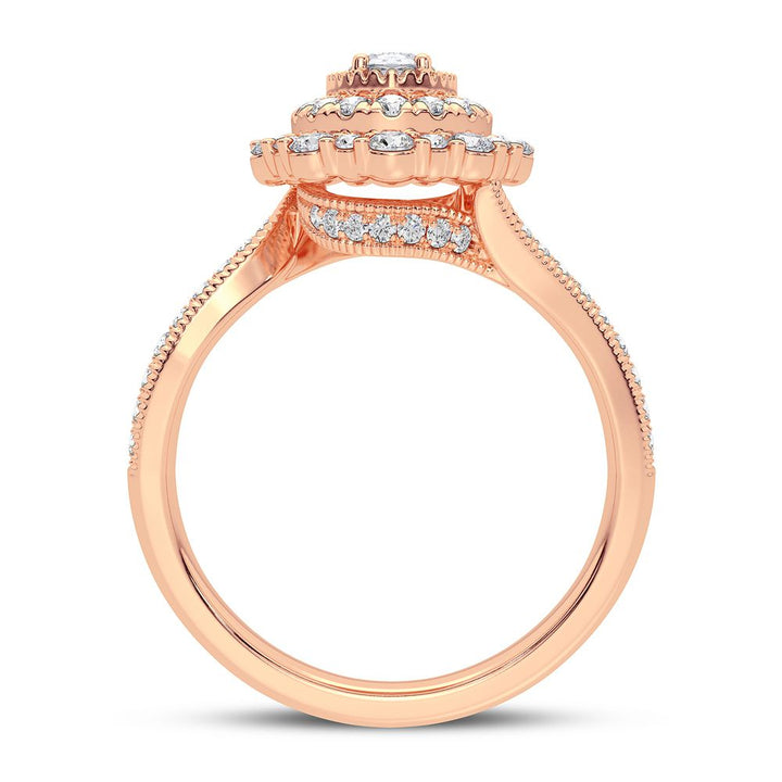 Romantic 14k Rose Gold Lab Diamond Engagement Ring 0.9CT