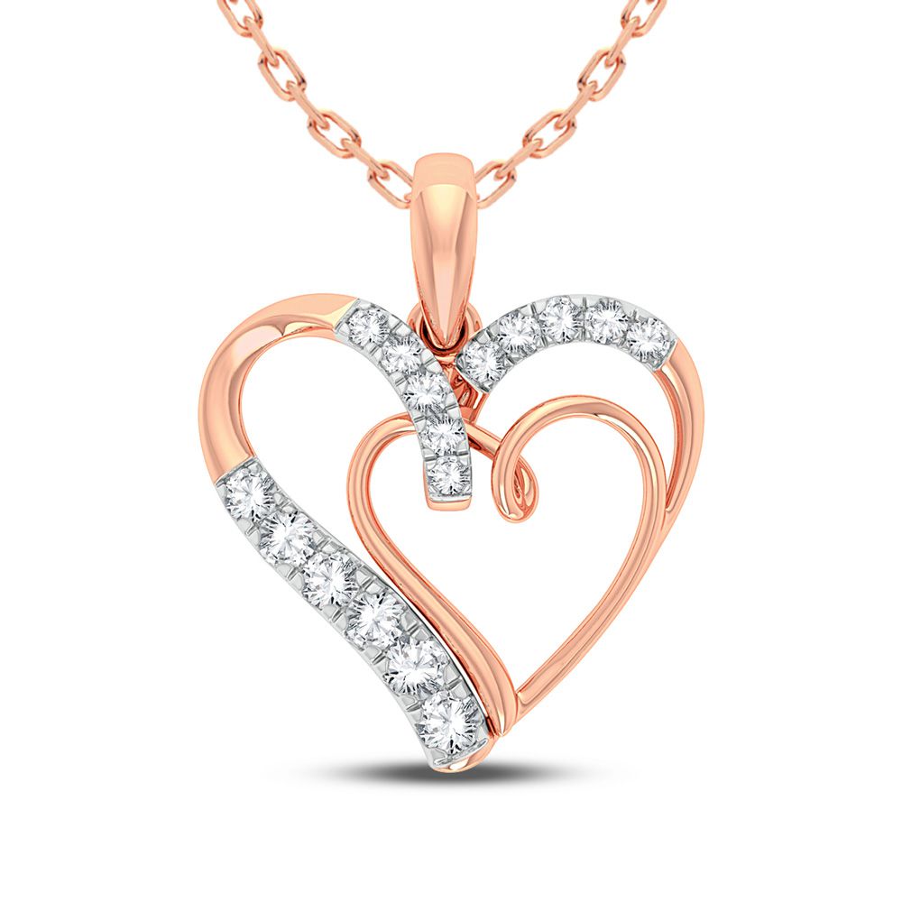 Romantic 10k Rose Gold 0.25CT Lab Diamond Womens Pendant