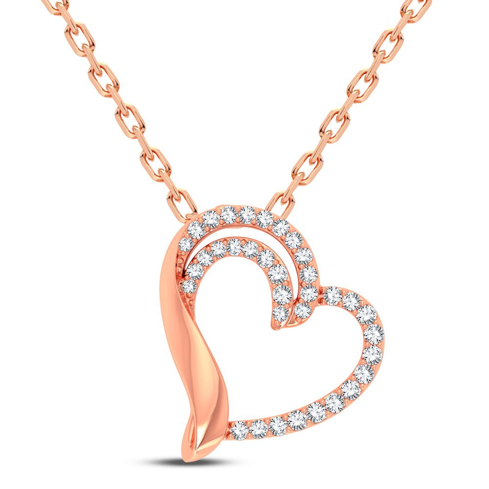 Delicate 14k Rose Gold Lab Diamond Womens Pendant