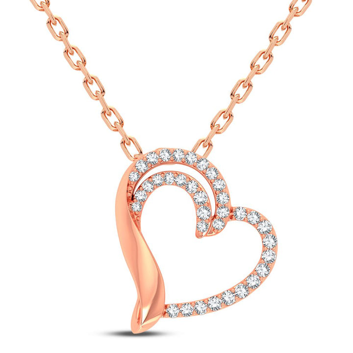 Delicate 14k Rose Gold Lab Diamond Womens Pendant