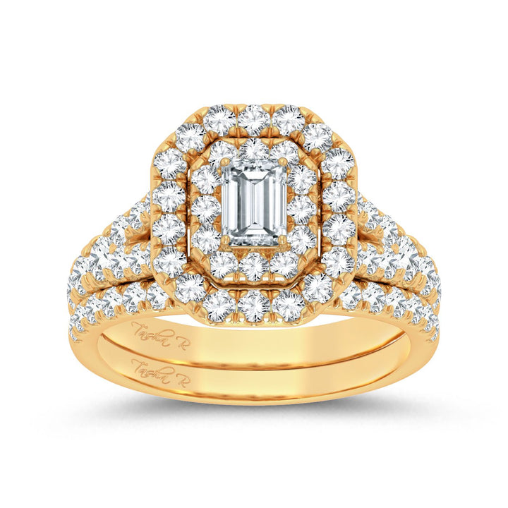14K Yellow Gold 2CT Lab Diamond Engagement Ring for Her