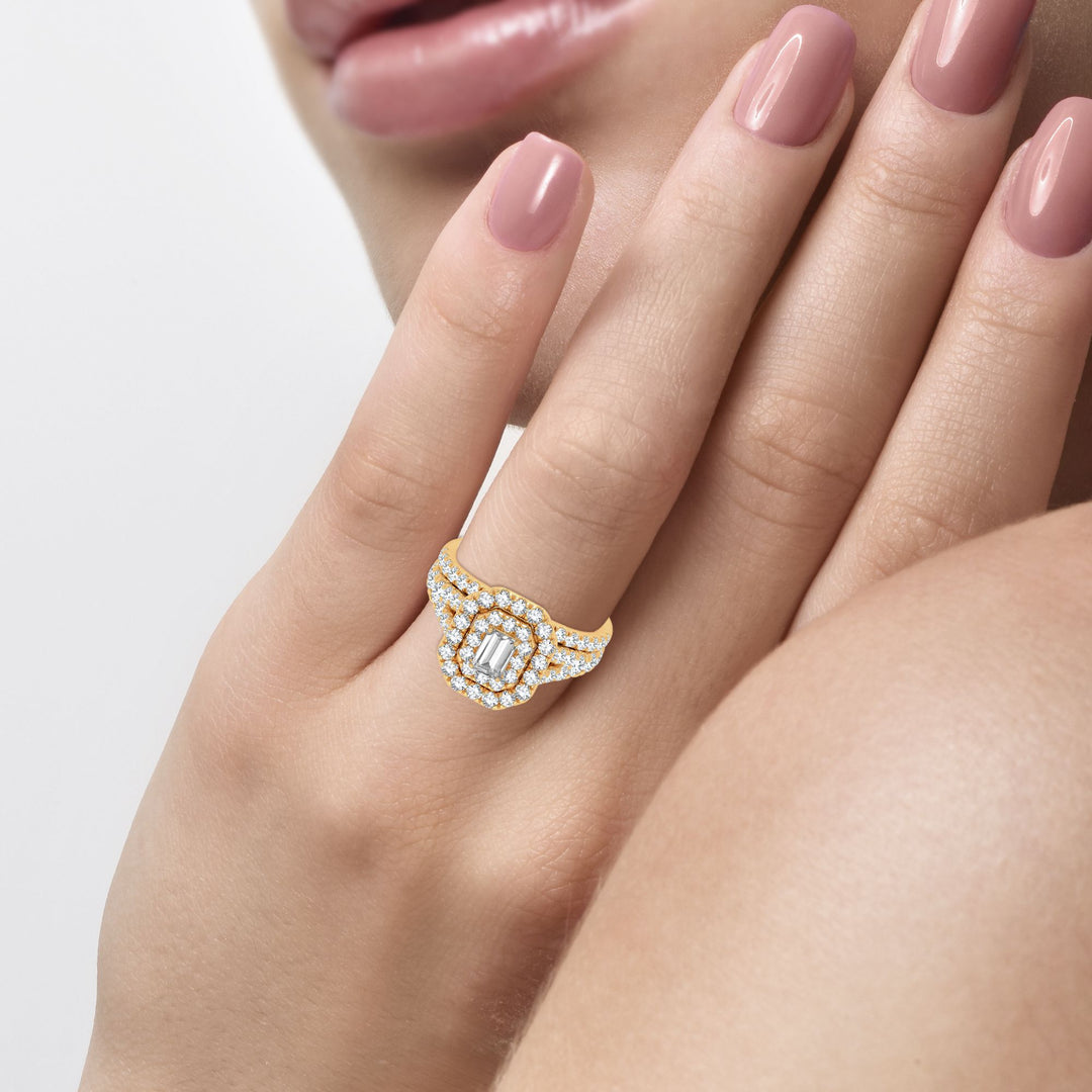 14K Yellow Gold 2CT Lab Diamond Engagement Ring for Her