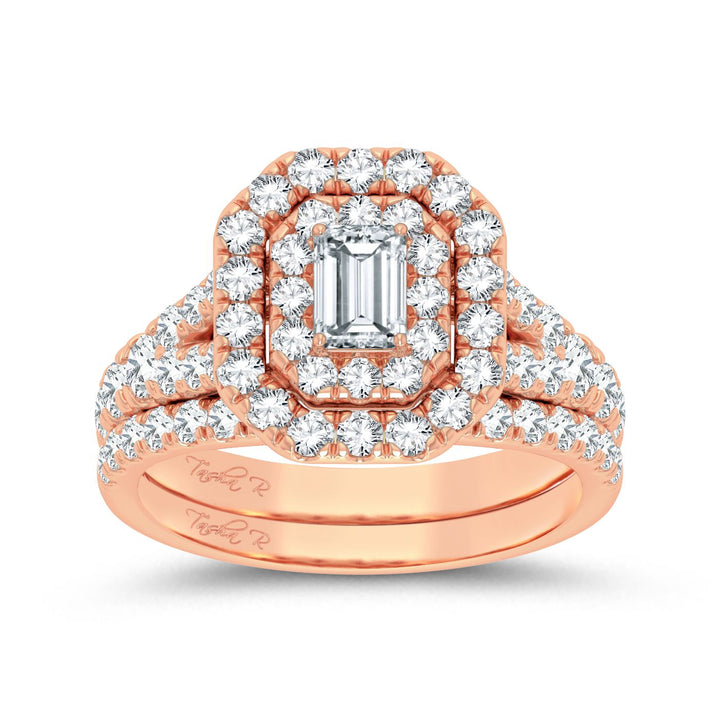 Romantic 14k Rose Gold 2CT Lab Diamond Engagement Ring