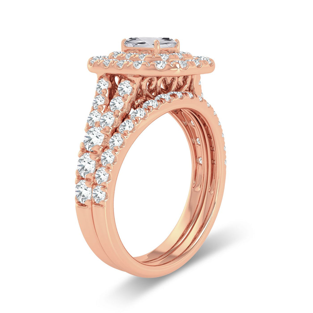 Romantic 14k Rose Gold 2CT Lab Diamond Engagement Ring