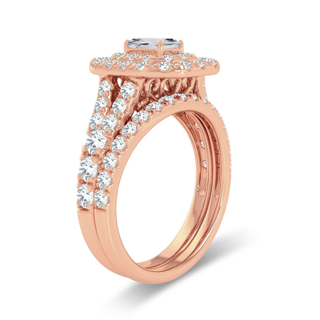 Romantic 14k Rose Gold 2CT Lab Diamond Engagement Ring