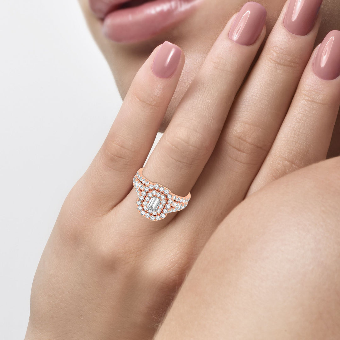 Romantic 14k Rose Gold 2CT Lab Diamond Engagement Ring