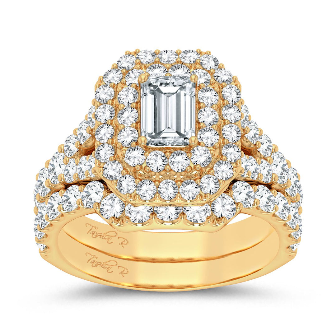 Brilliant 14K Yellow Gold 3CT Lab Diamond Engagement Ring