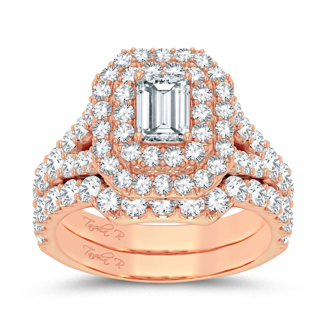 Romantic 14k Rose Gold 3CT Lab Diamond Engagement Ring
